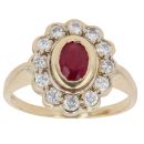 18ct Yellow Gold 0.50ct Brilliant Cut Diamond And Ruby Cluster Ring