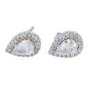 Silver Cubic Zirconia Large Pear Cluster Stud Earrings by Icesia
