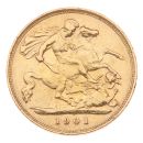 1901 Victoria Old Head UK Half Sovereign Coin