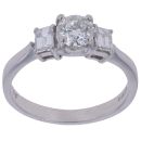 Platinum 1.10ct Brilliant and Baguette Cut Diamond Trilogy Ring
