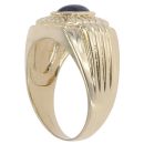 9ct Yellow Gold Blue Gemstone Patterned Signet Ring