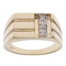 14ct Yellow Gold 0.10ct Diamond Trilogy Signet Ring