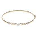 9ct Yellow Gold Cubic Zirconia Three Stone Infinity Hinged Bangle