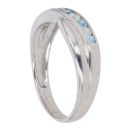9ct White Gold Aquamarine and Cubic Zirconia Crossover Ring