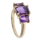 9ct Yellow Gold Amethyst Three Stone Ring