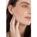 Silver 18ct Yellow Gold Plated Peridot Emerald Cut Diamond Halo Stud Earrings