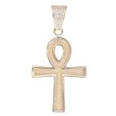 9ct Yellow Gold Cubic Zirconia Ankh Cros Pendant