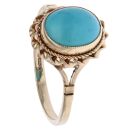 9ct Yellow Gold Turquoise Cabochon Single Stone Ring