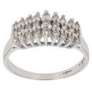 9ct White Gold 0.50ct Brilliant Cut Diamond Three Row Fancy Ring