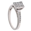 18ct White Gold 0.75ct Princess and Brilliant Cut Cluster Ring