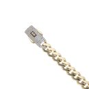14ct Yellow Gold Monaco Classic Pave Lock Curb Bracelet 8.5"