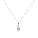 9ct White Gold 0.05ct Diamond and Blue Topaz Pear Pendant and Chain 16"