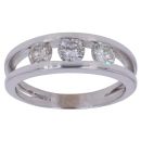 18ct White Gold 1.00ct Brilliant Cut Diamond Trilogy Ring