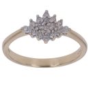 9ct Yellow Gold 0.15ct Single Cut Diamond Marquise Cluster Ring