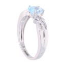 9ct White Gold Blue Topaz and Diamond Crossover Ring