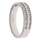 18ct White Gold 0.25ct Brilliant and Baguette Cut Diamond Two Row Half Eternity Ring