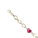 14ct Yellow Gold Child's Pink Hearts Bracelet 5.5"