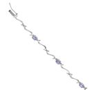9ct White Gold 0.03ct Brilliant Cut Diamond and Tanzanite Fancy Bracelet 7.5"
