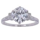 Platinum 1.75ct Brilliant and Baguette Cut Diamond Solitaire Ring