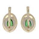 14ct Yellow and White Gold Cubic Zirconia and Green Gemstone Earrings