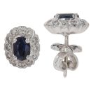 18ct White Gold 0.30ct Brilliant Cut Diamond and Sapphire Cluster Stud Earrings