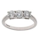 18ct White Gold Brilliant Cut 1.25ct Diamond Trilogy Ring