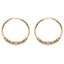 22ct Yellow and White Gold Beaded Hoop Earrings