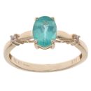 9ct Yellow Gold Green Topaz And Cubic Zirconia Ring