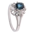 18ct White Gold 0.09ct Diamond and Sapphire Ring