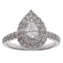 Platinum 1.06ct Brilliant and Pear Cut Diamond Cluster Ring