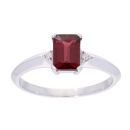 9ct White Gold Garnet and Diamond Rectangular Ring