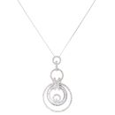 18ct White Gold 1.25ct Brilliant And Baguette Cut Diamond Circles Pendant and Chain 18"