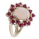 9ct Yellow Gold Opal and Ruby Cluster Ring