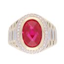 14ct Yellow And White Gold Red Gem Signet Ring