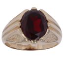 9ct Yellow Gold Red Gemstone Signet Ring