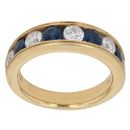 18ct Yellow Gold 0.95ct Brilliant Cut Diamond and Sapphire Eternity Ring