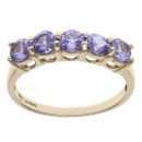 9ct Yellow Gold Purple Cubic Zirconia Five Stone Ring