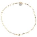 9ct Yellow Gold 0.01ct Diamond Heart Figaro Bracelet 9"