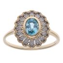 9ct Yellow and White Gold Blue Topaz Fancy Ring