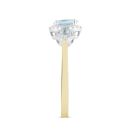 9ct Yellow Gold Aquamarine Look Sky Blue Topaz Diamond Halo Ring