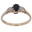 9ct Yellow Gold 0.05ct Diamond and Sapphire Three Stone Ring
