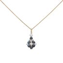 18ct Yellow Gold 0.60ct Brilliant Cut Diamond And Sapphire Cluster Pendant And Chain 18"