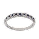 18ct White Gold 0.10ct Brilliant Cut Diamond and Sapphire Three Row Ring