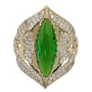 14ct Yellow Gold Cubic Zirconia Green Gem Ring