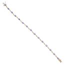 9ct Yellow Gold 0.30ct Brilliant Cut Diamond and Tanzanite Bracelet 7"