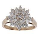 9ct Yellow Gold 1.00ct Brilliant Cut Diamond Cluster Ring