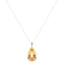 18ct Yellow Gold 0.10ct Diamond And Citrine Large Pendant And Chain 18"