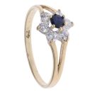 9ct Yellow Gold Sapphire and Cubic Zirconia Cluster Ring