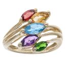 9ct Yellow Gold Multi Gemstone Marquise Five Stone Ring