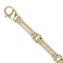 9ct Yellow Gold Patterned and Plain Fancy Bracelet 7"